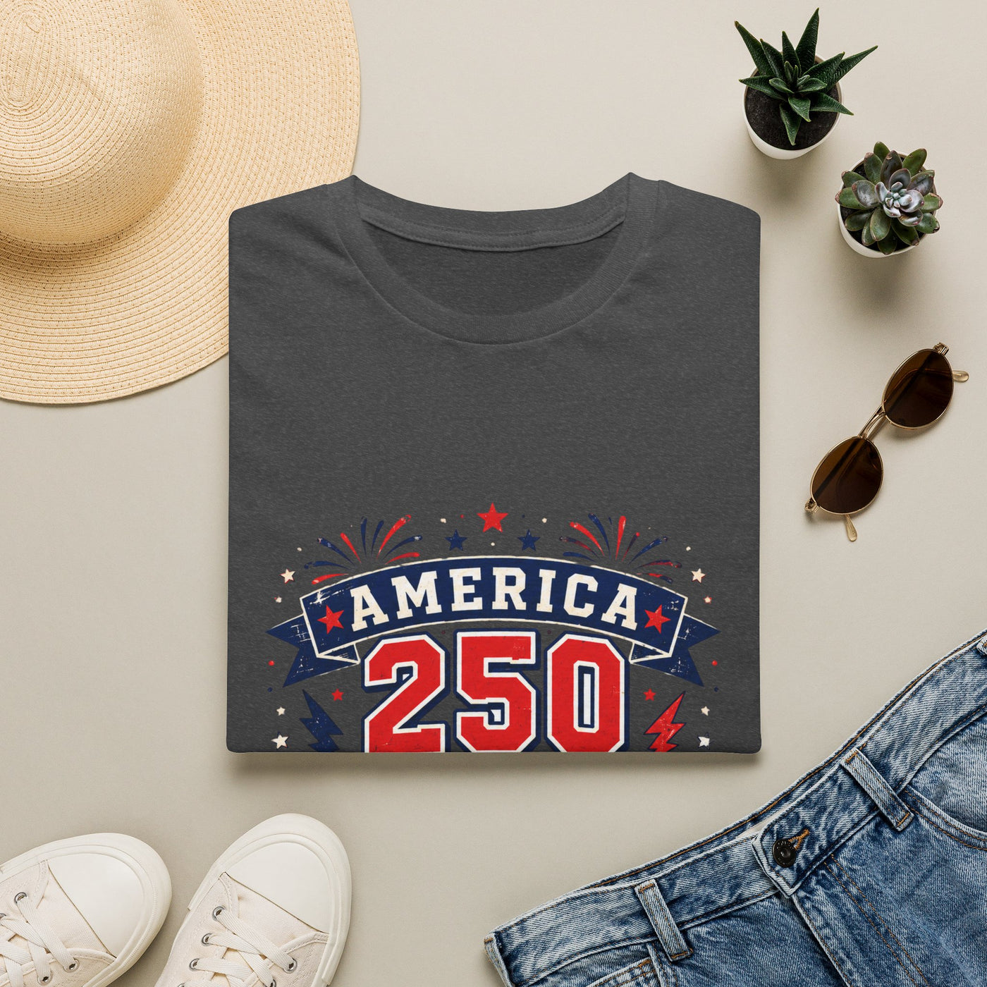 America 250 T-Shirt – 1776–2026 White & Boom Anniversary Tee