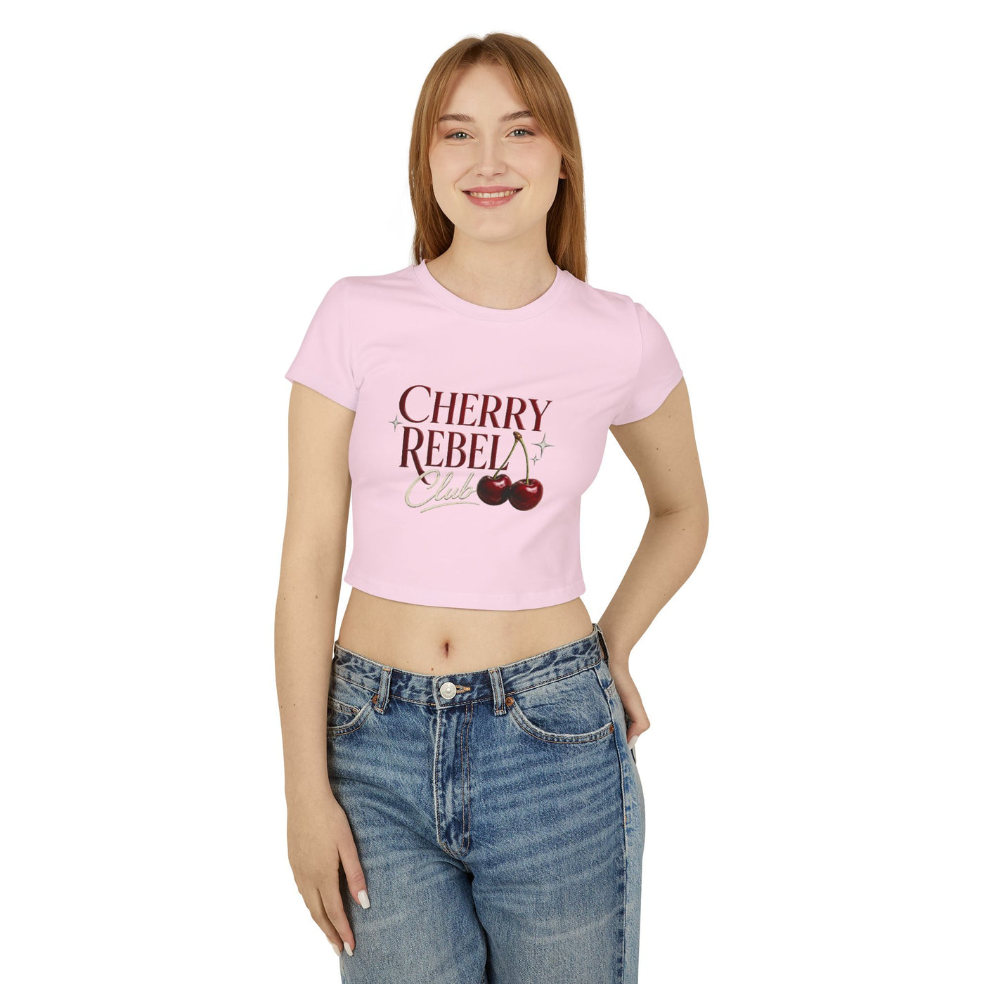 Cherry Rebel Crop Tee — “Pretty Little Problem” Graphic Women's Baby Tee