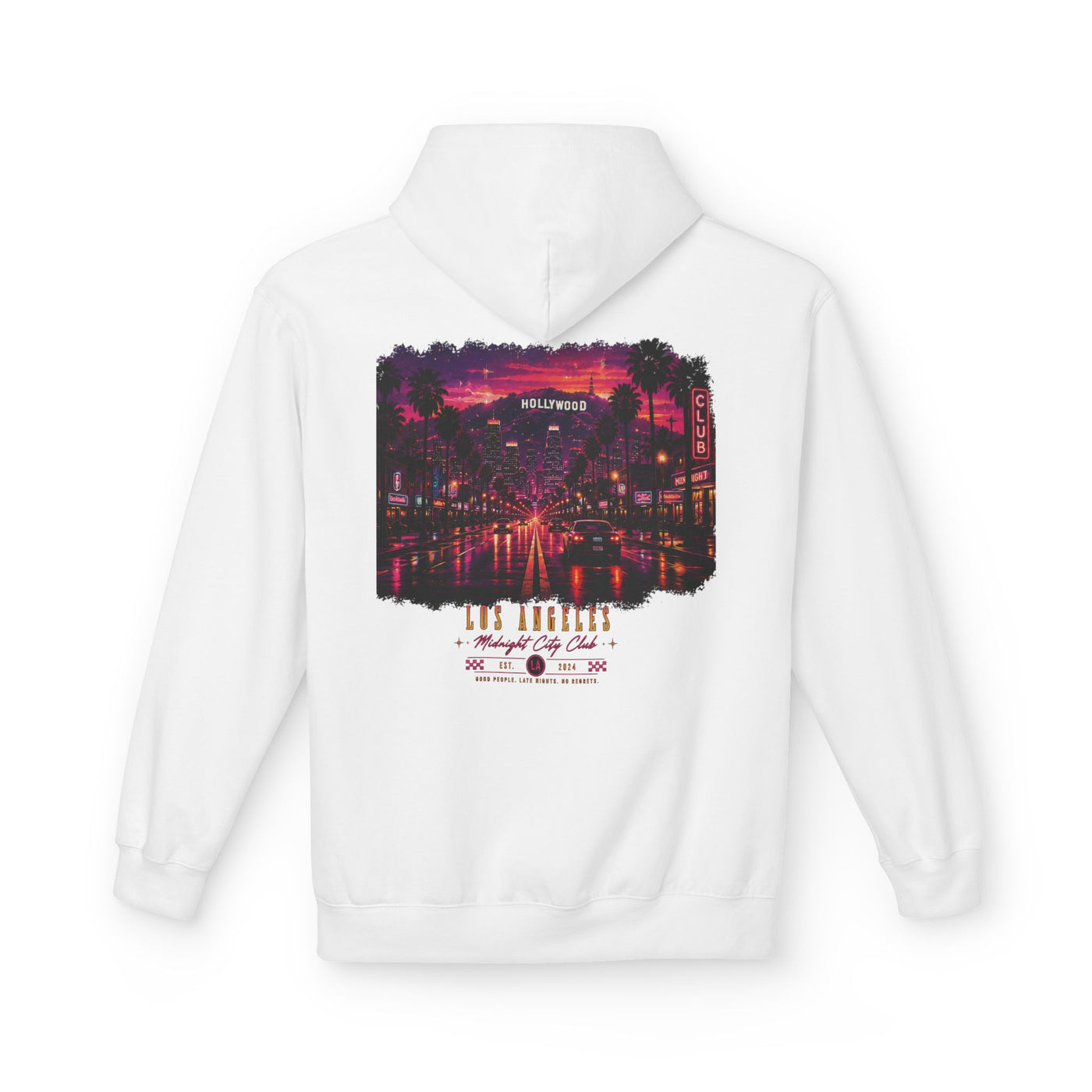 Hollywood Nights Hoodie — Retro Palm Sunset Graphic Hoodie