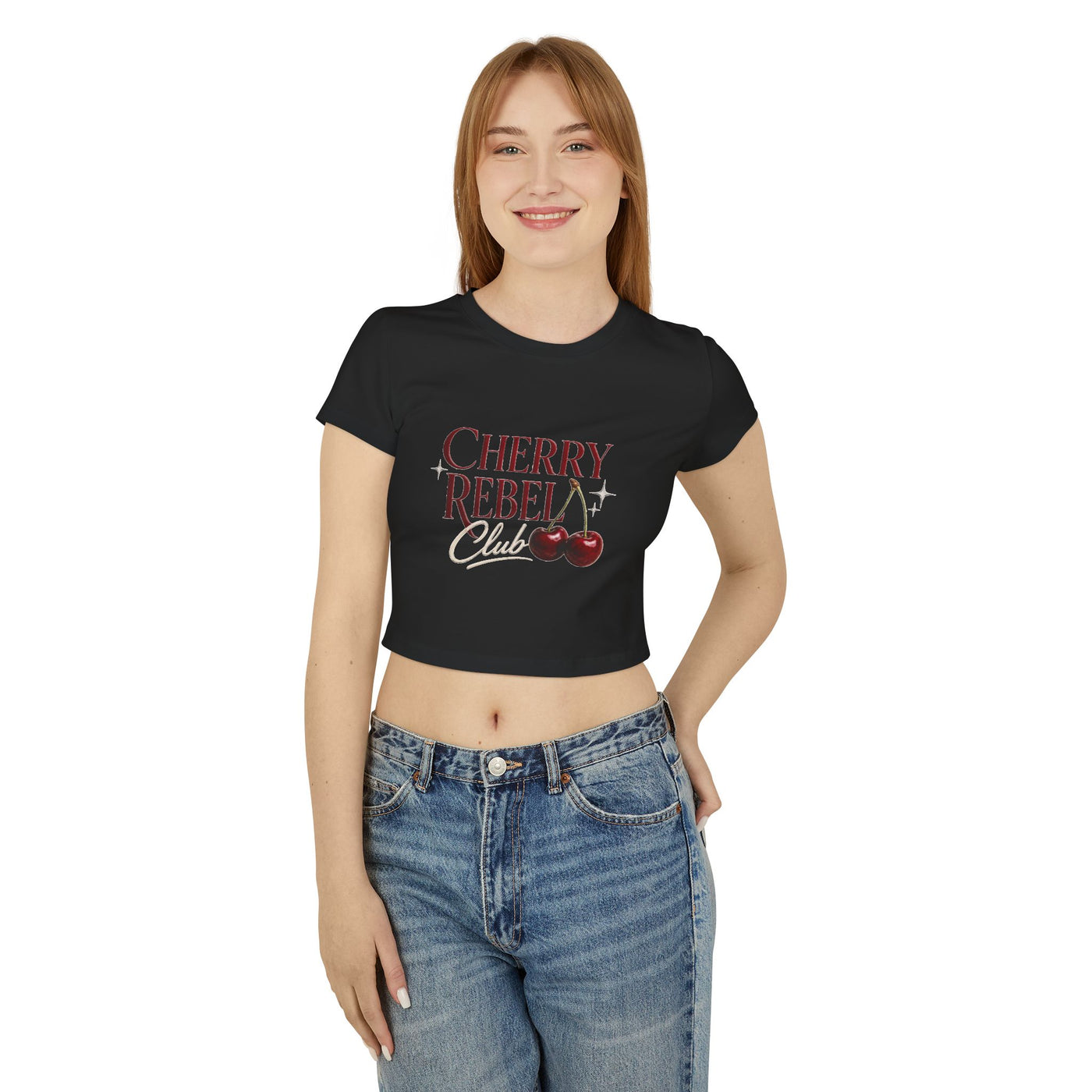 Cherry Rebel Crop Tee — “Pretty Little Problem” Graphic Women's Baby Tee