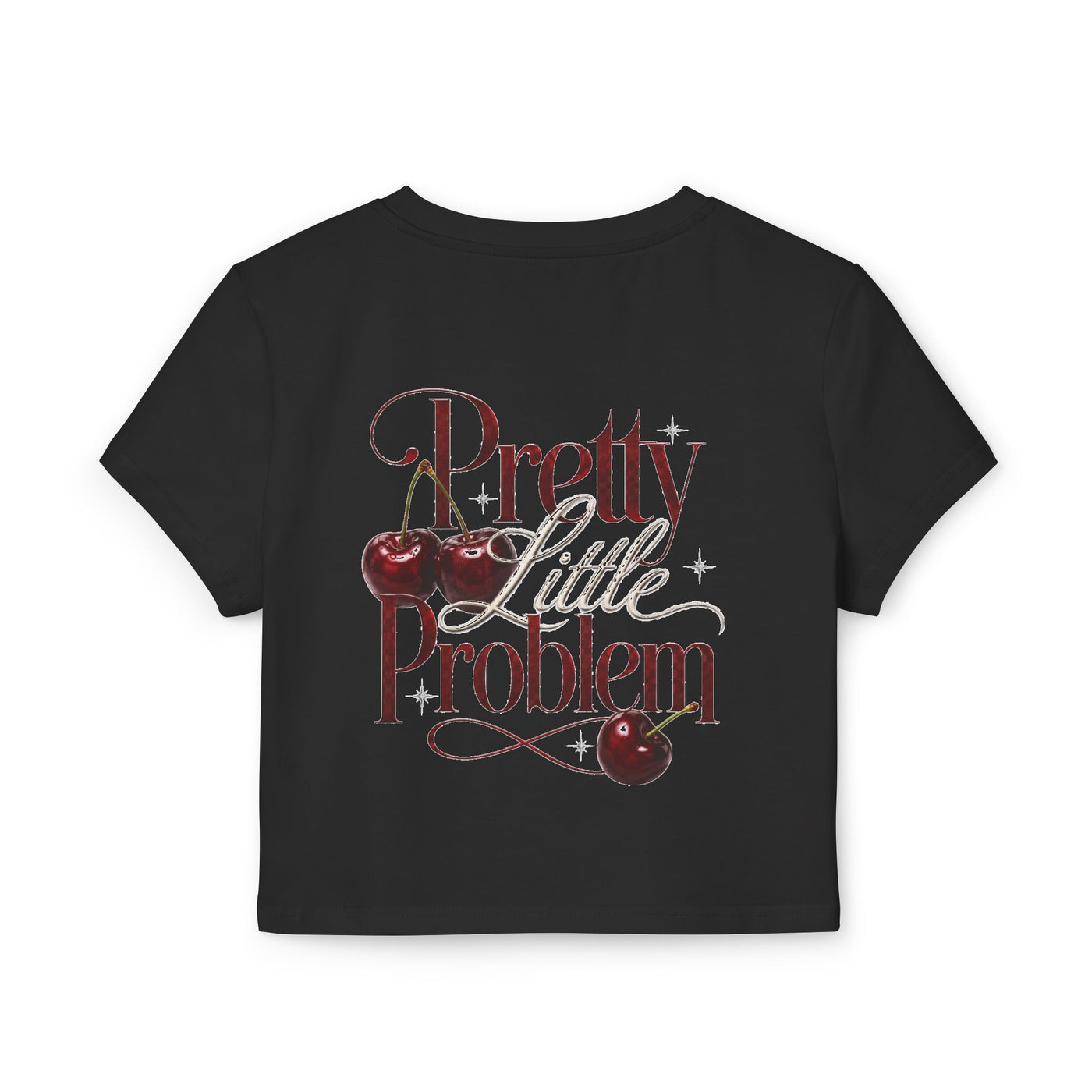 Cherry Rebel Crop Tee — “Pretty Little Problem” Graphic Women's Baby Tee