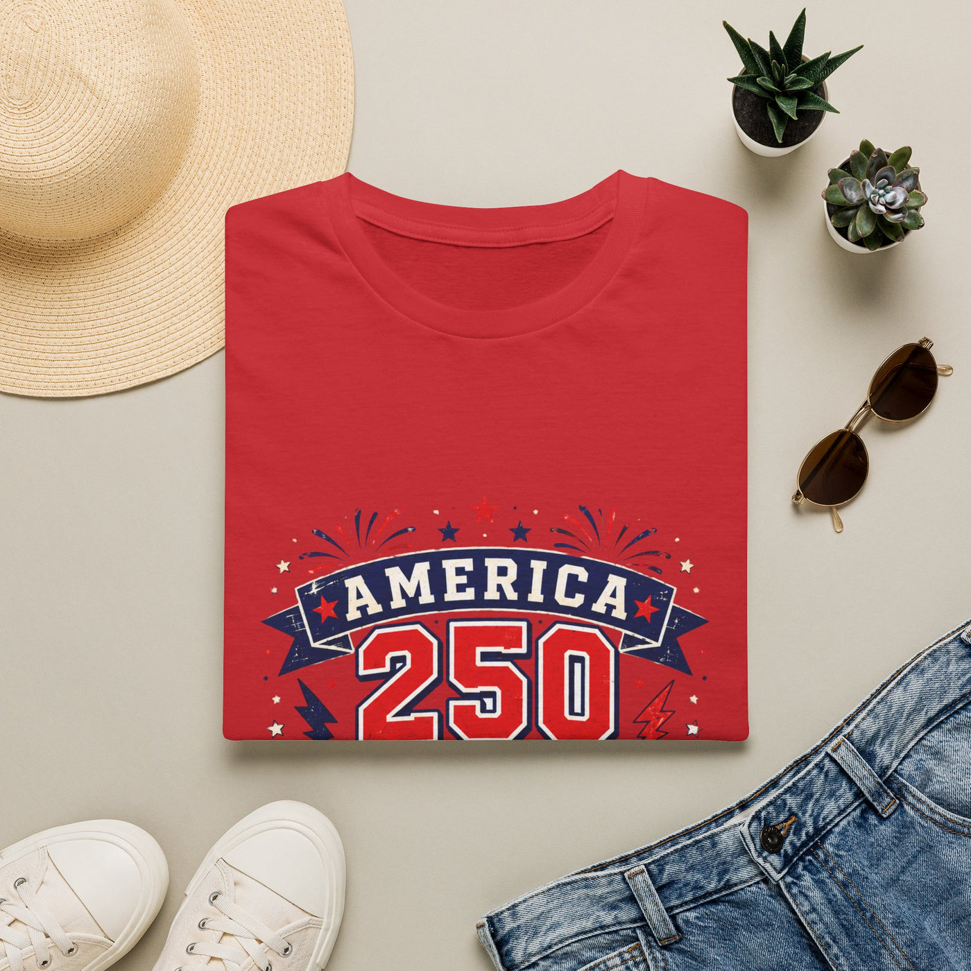 America 250 T-Shirt – 1776–2026 White & Boom Anniversary Tee