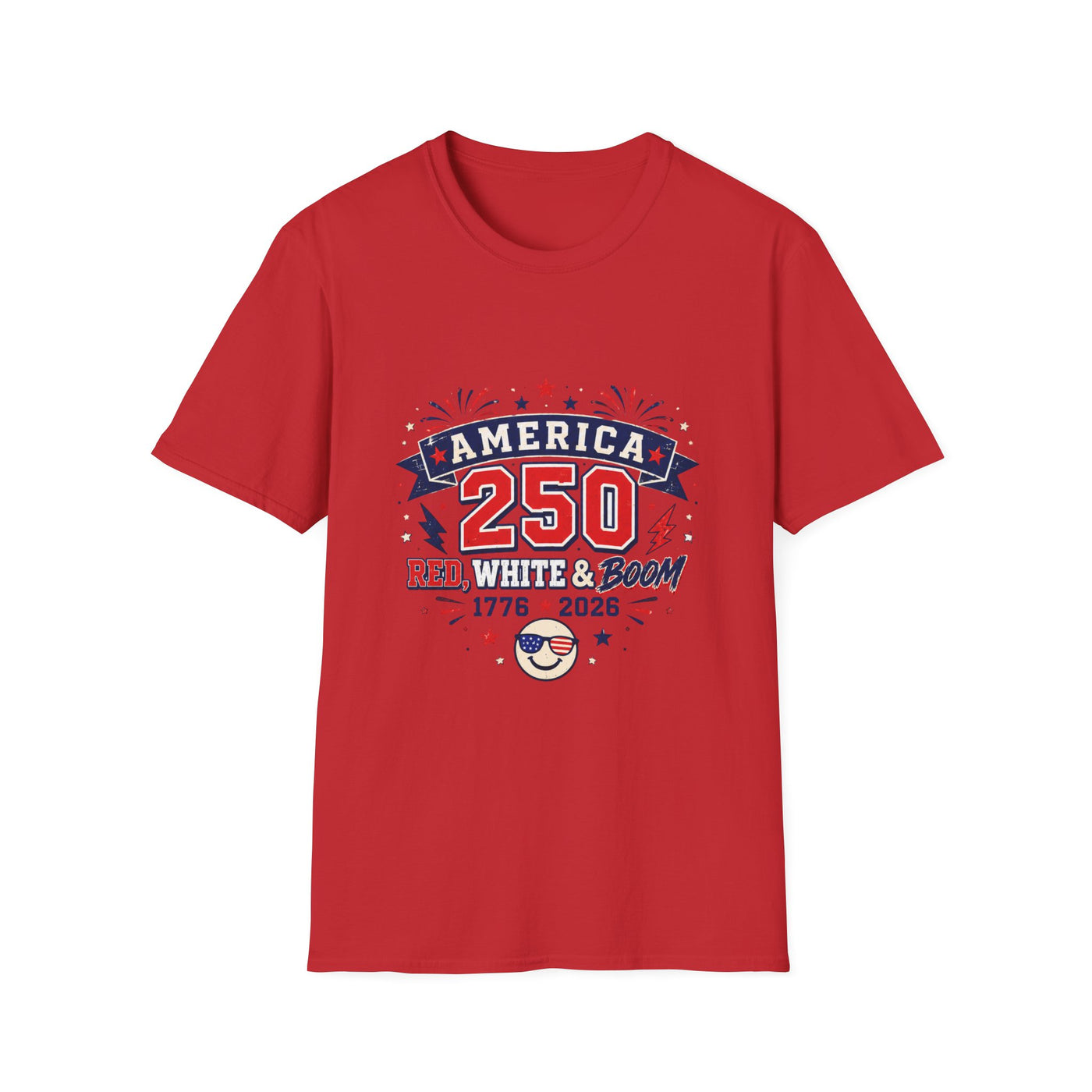 America 250 T-Shirt – 1776–2026 White & Boom Anniversary Tee