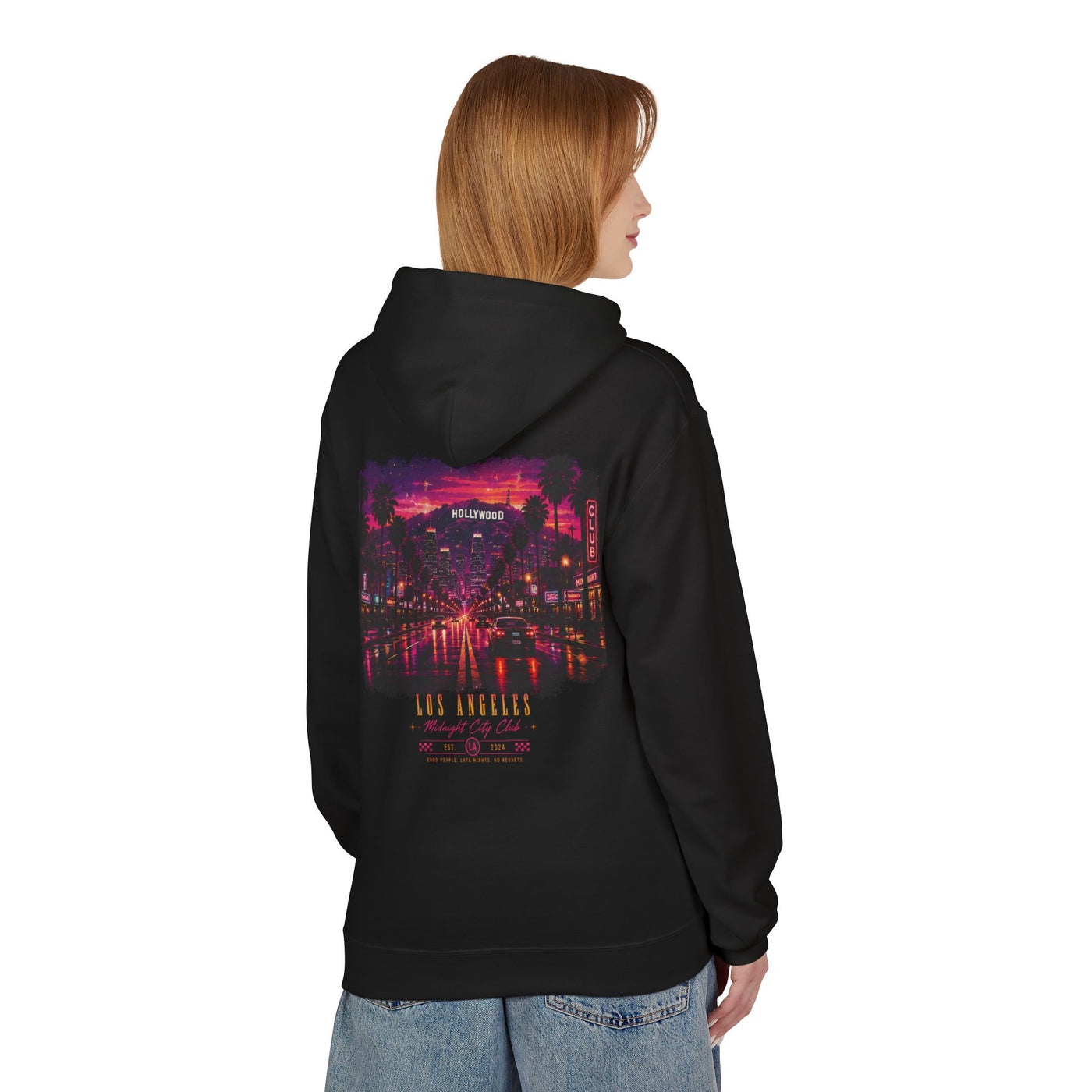 Hollywood Nights Hoodie — Retro Palm Sunset Graphic Hoodie