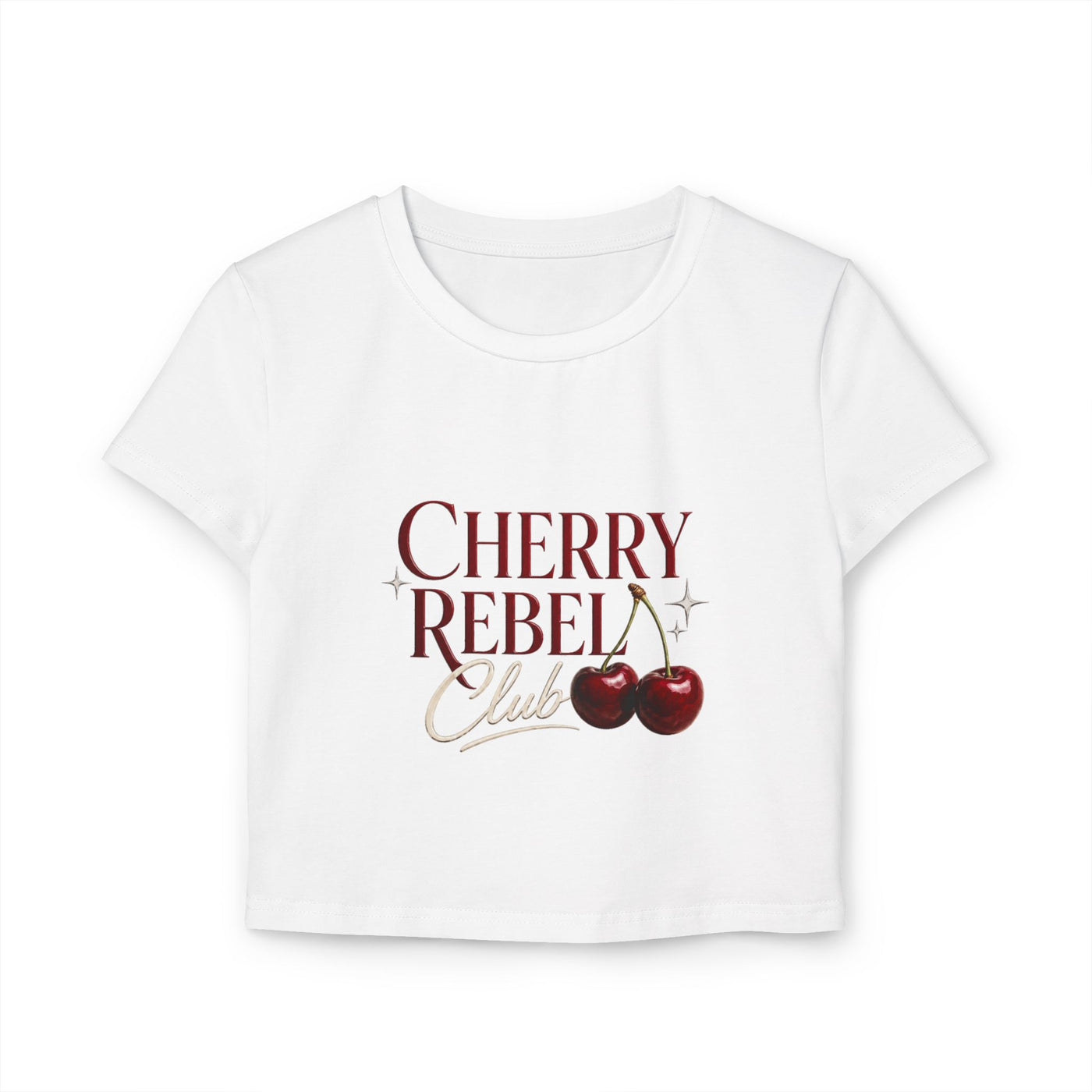 Cherry Rebel Crop Tee — “Pretty Little Problem” Graphic Women's Baby Tee