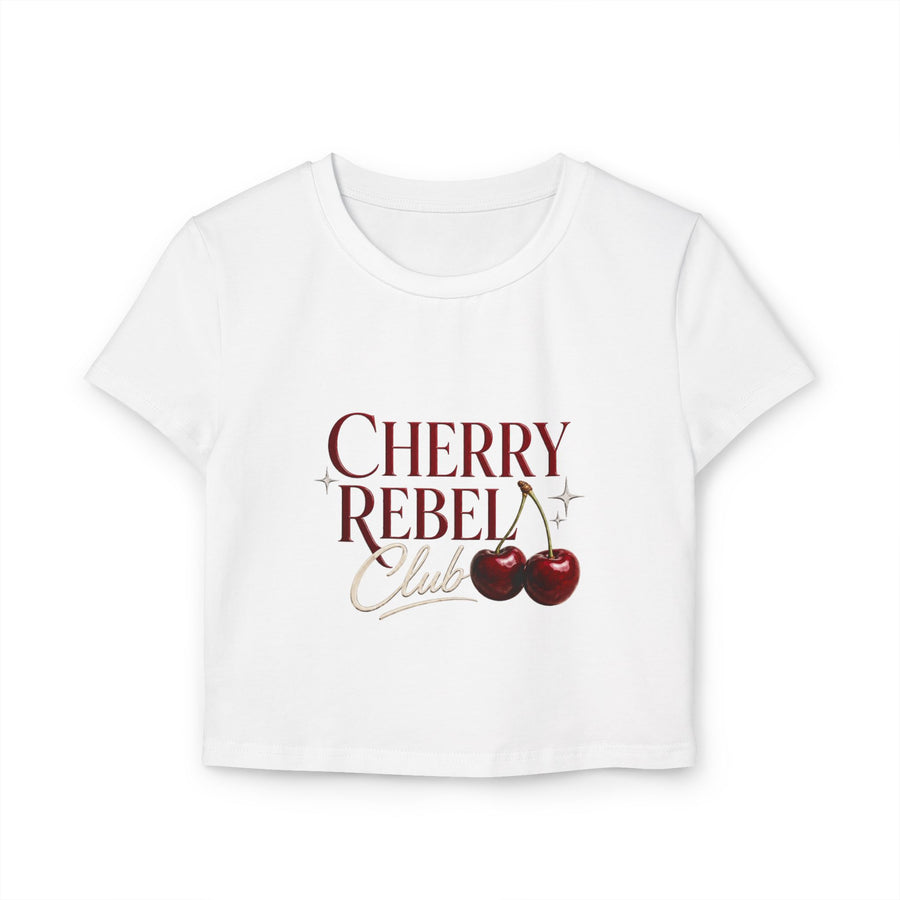 Cherry Rebel Crop Tee — “Pretty Little Problem” Graphic Women's Baby Tee