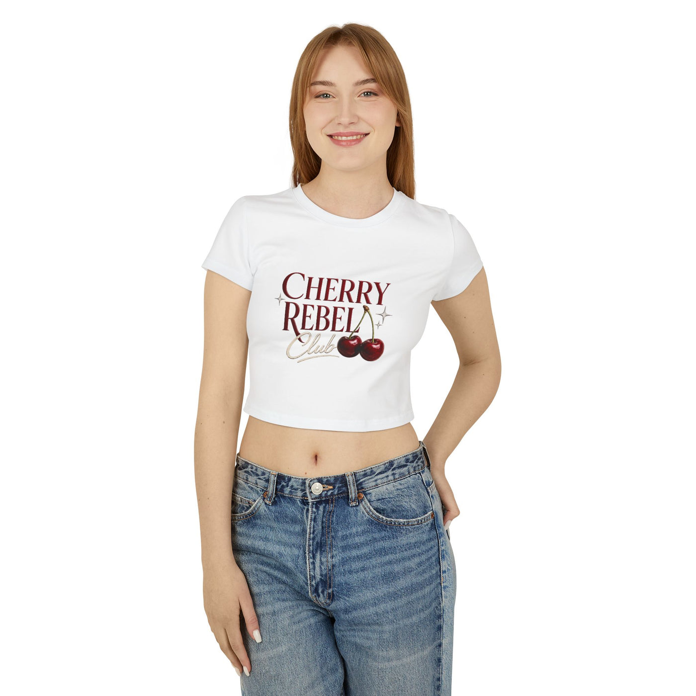 Cherry Rebel Crop Tee — “Pretty Little Problem” Graphic Women's Baby Tee