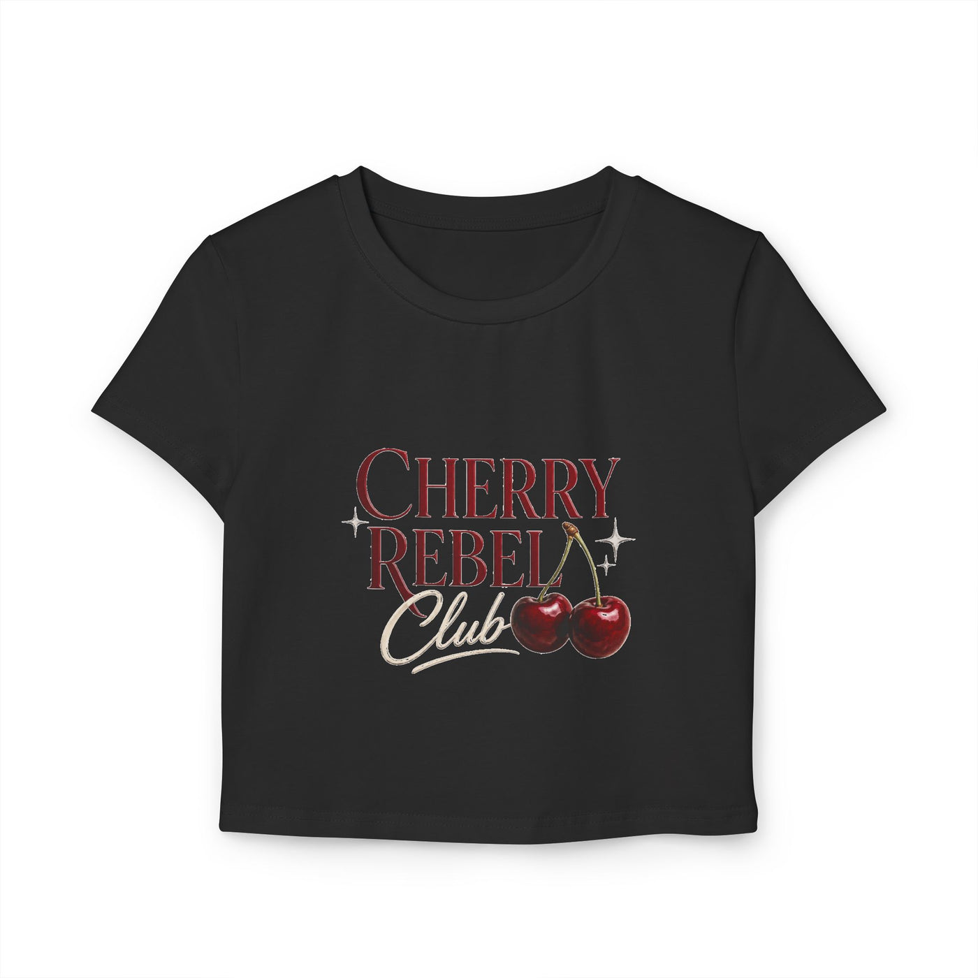 Cherry Rebel Crop Tee — “Pretty Little Problem” Graphic Women's Baby Tee