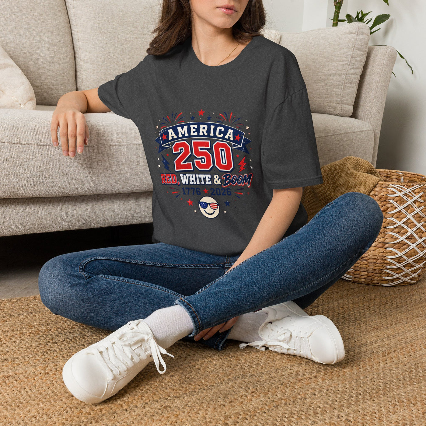 America 250 T-Shirt – 1776–2026 White & Boom Anniversary Tee