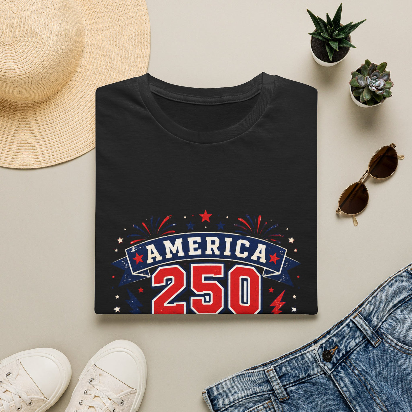 America 250 T-Shirt – 1776–2026 White & Boom Anniversary Tee