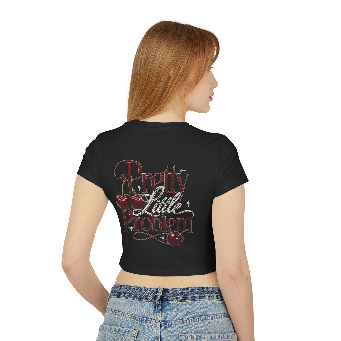 Cherry Rebel Crop Tee — “Pretty Little Problem” Graphic Women's Baby Tee