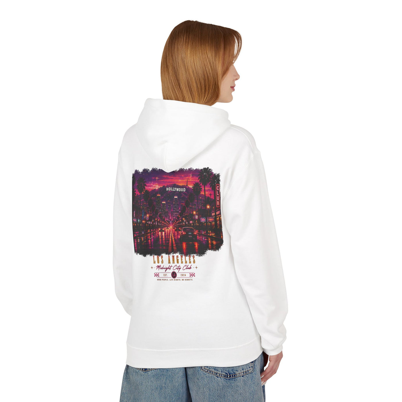 Hollywood Nights Hoodie — Retro Palm Sunset Graphic Hoodie
