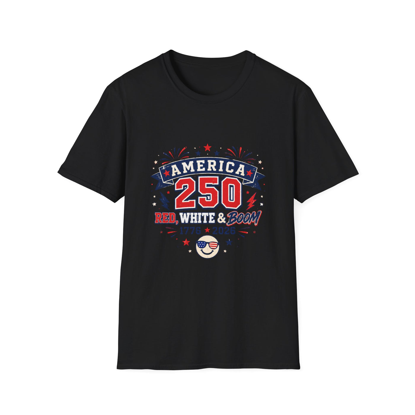 America 250 T-Shirt – 1776–2026 White & Boom Anniversary Tee