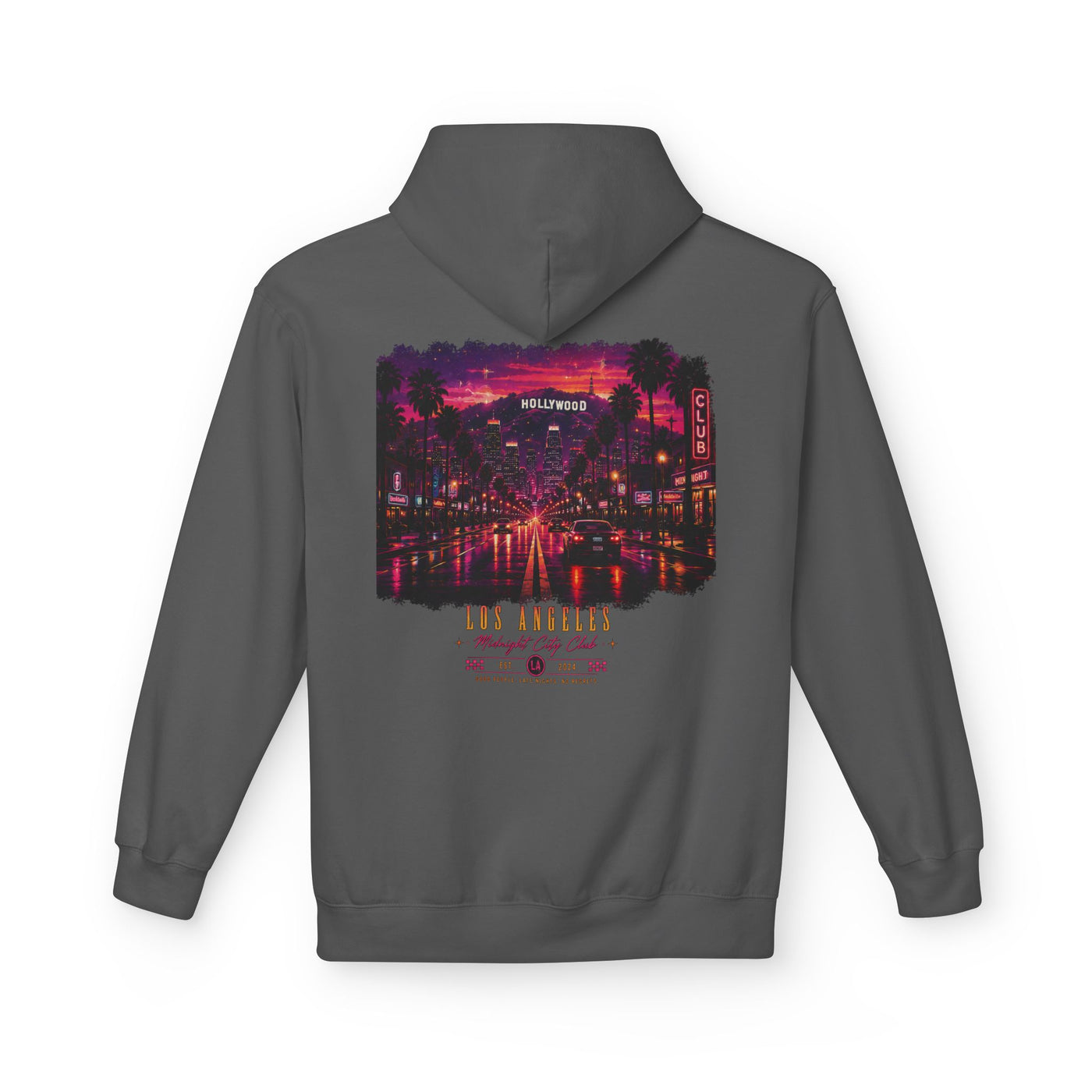 Hollywood Nights Hoodie — Retro Palm Sunset Graphic Hoodie