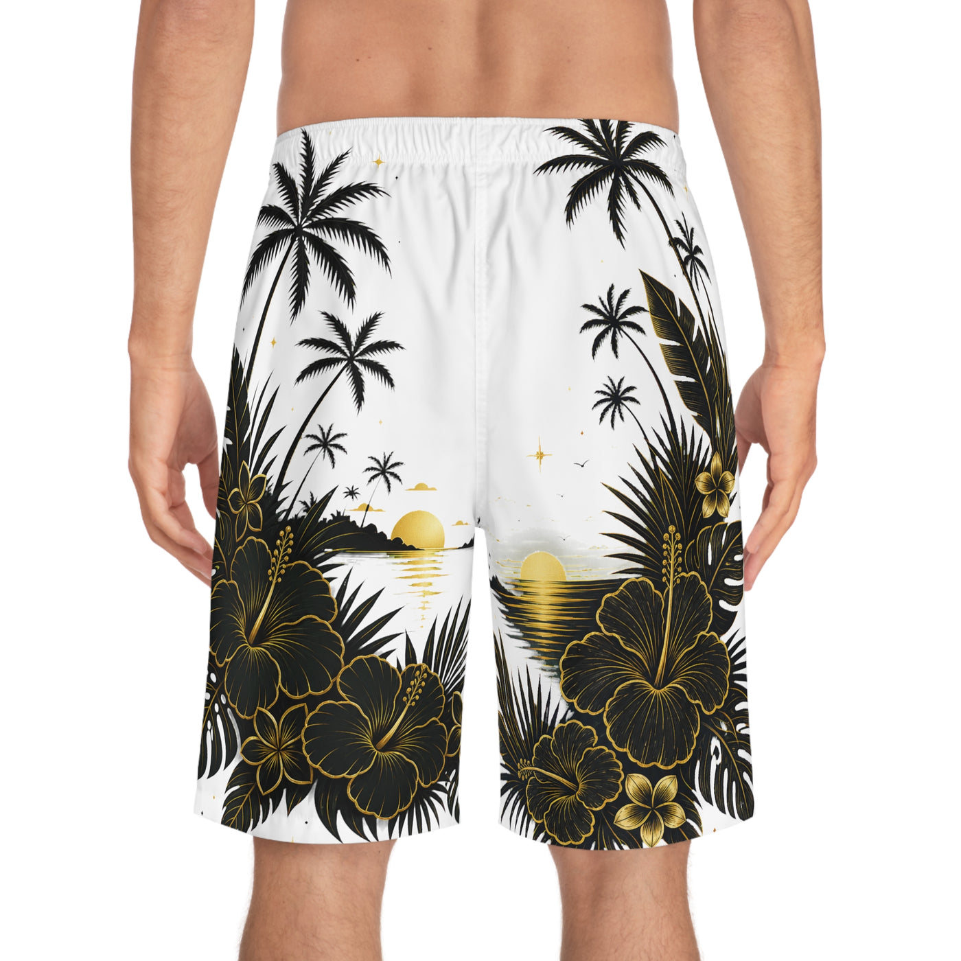 Black Gold Tropical Swim Shorts