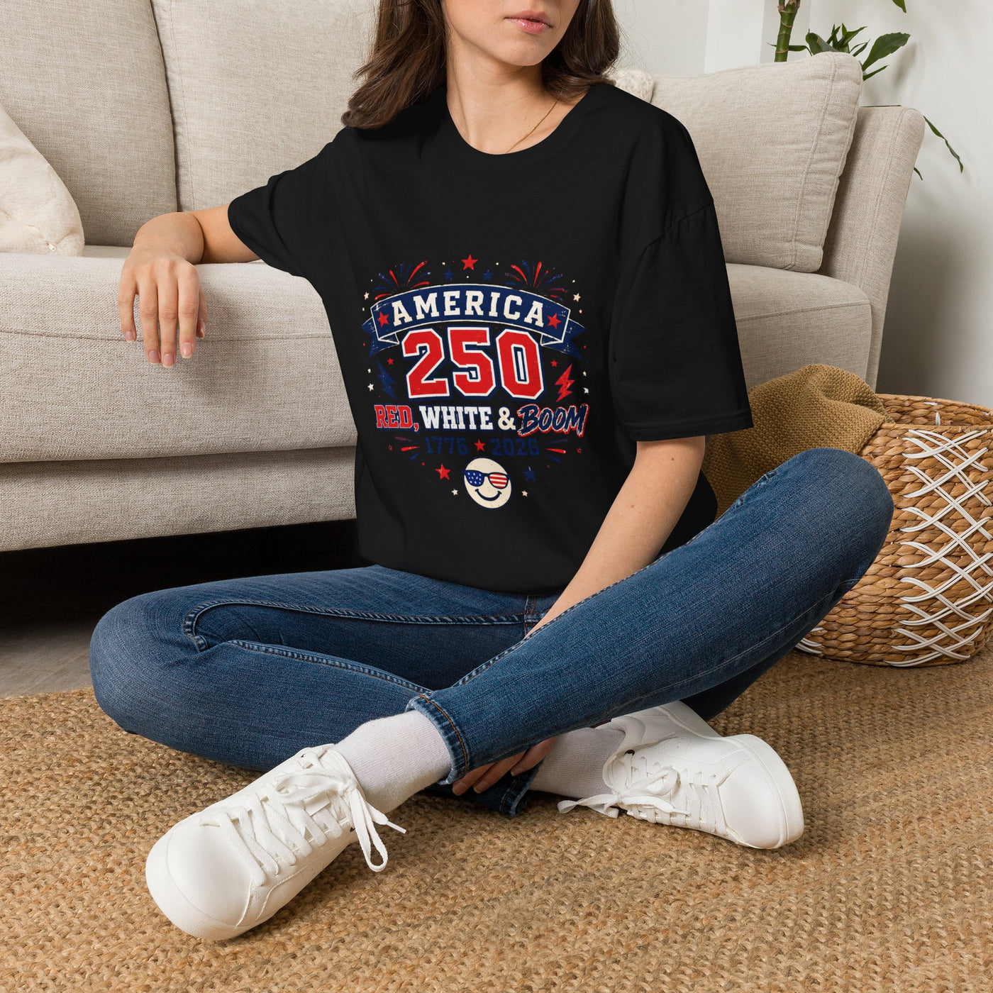 America 250 T-Shirt – 1776–2026 White & Boom Anniversary Tee