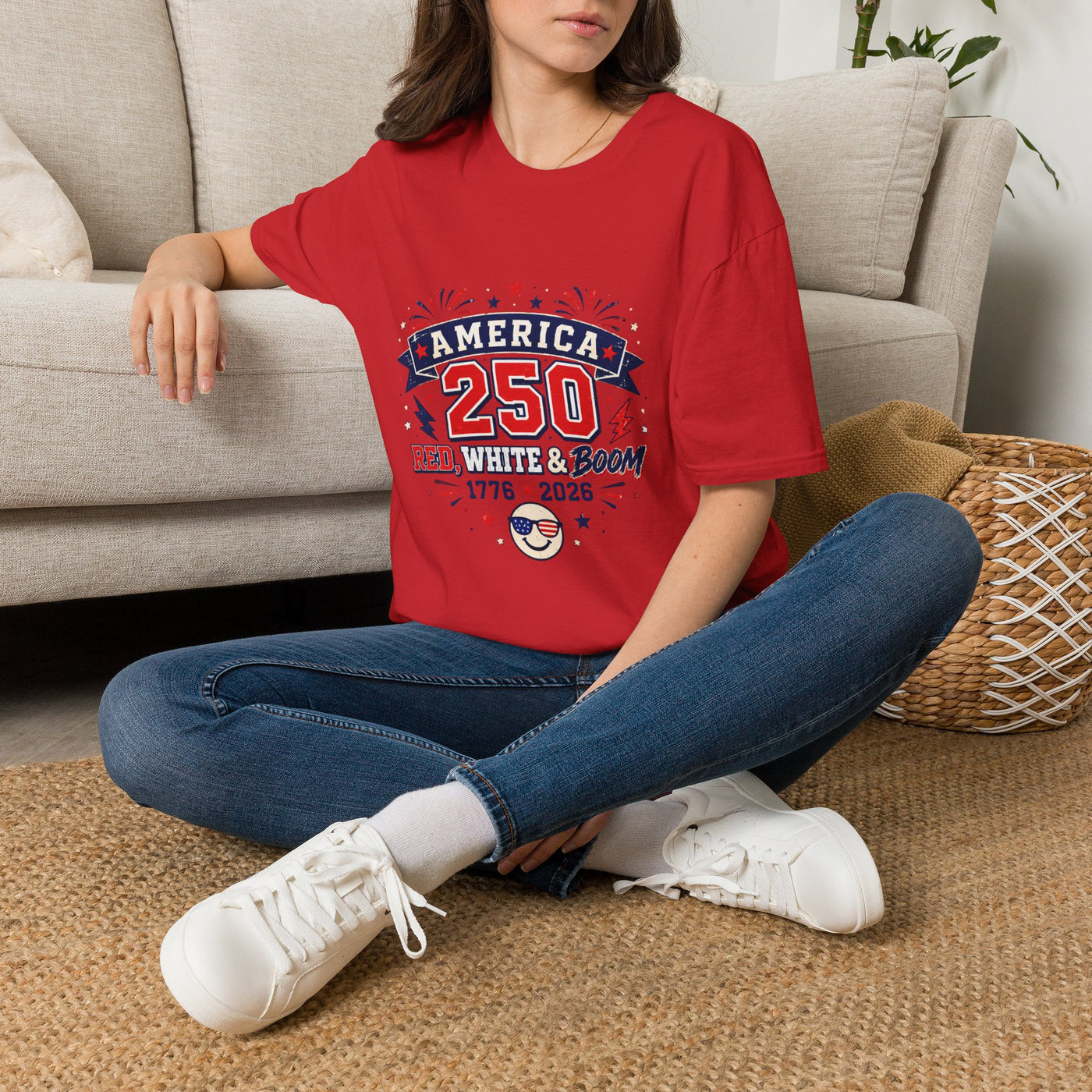 America 250 T-Shirt – 1776–2026 White & Boom Anniversary Tee