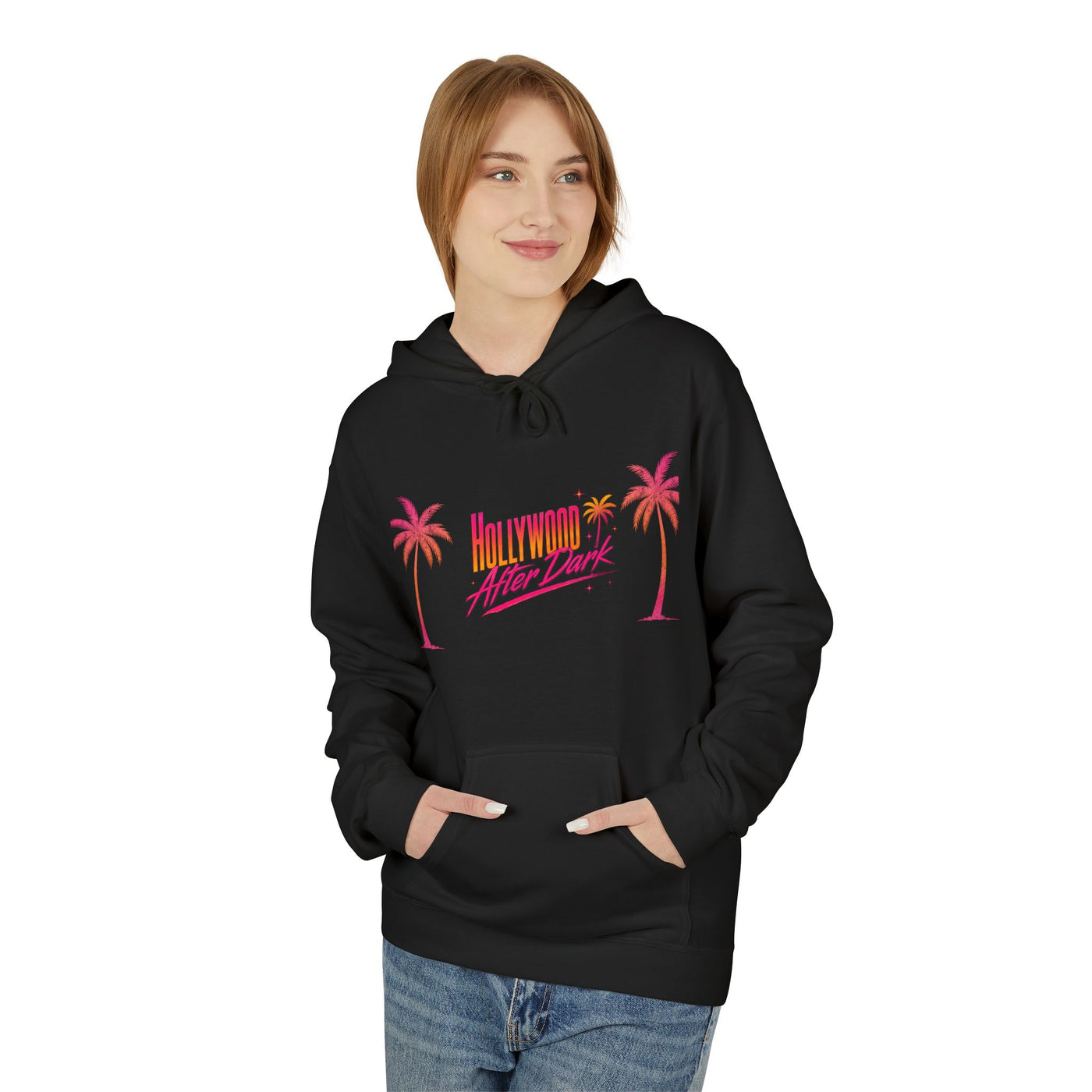 Hollywood Nights Hoodie — Retro Palm Sunset Graphic Hoodie