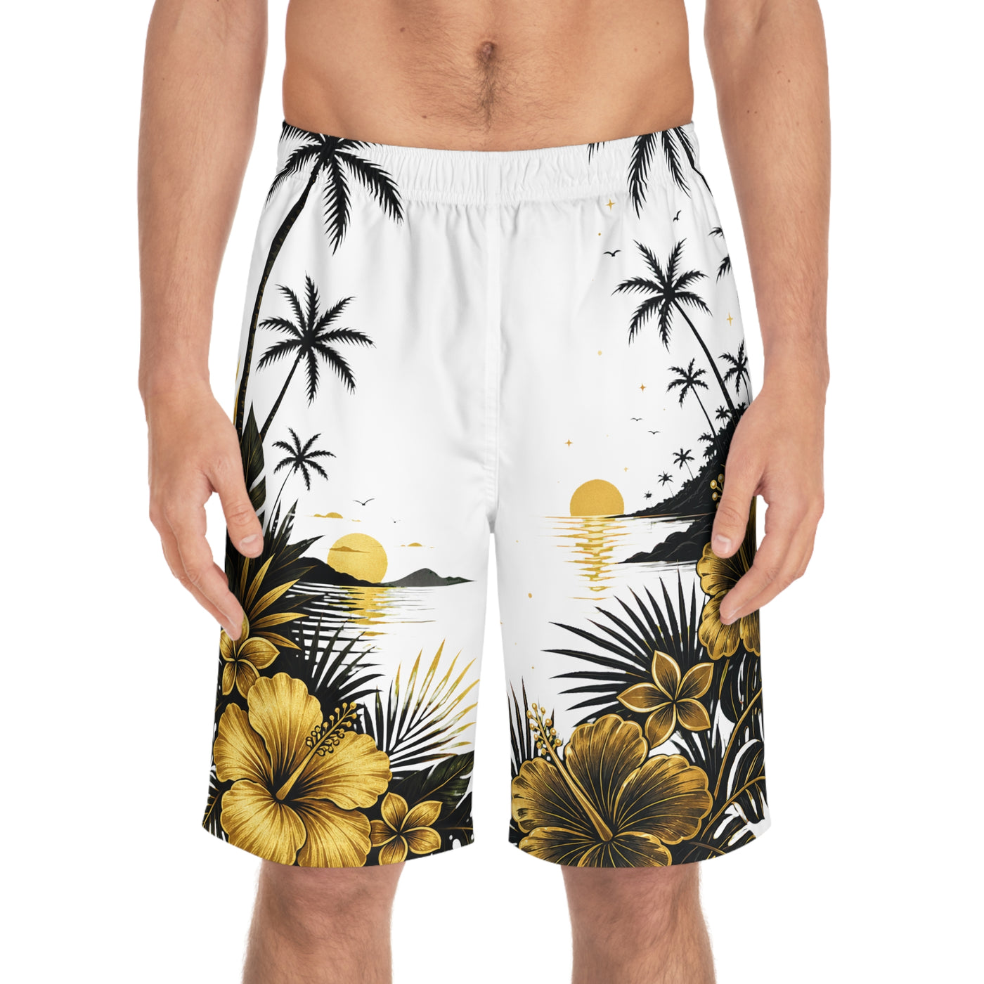 Black Gold Tropical Swim Shorts