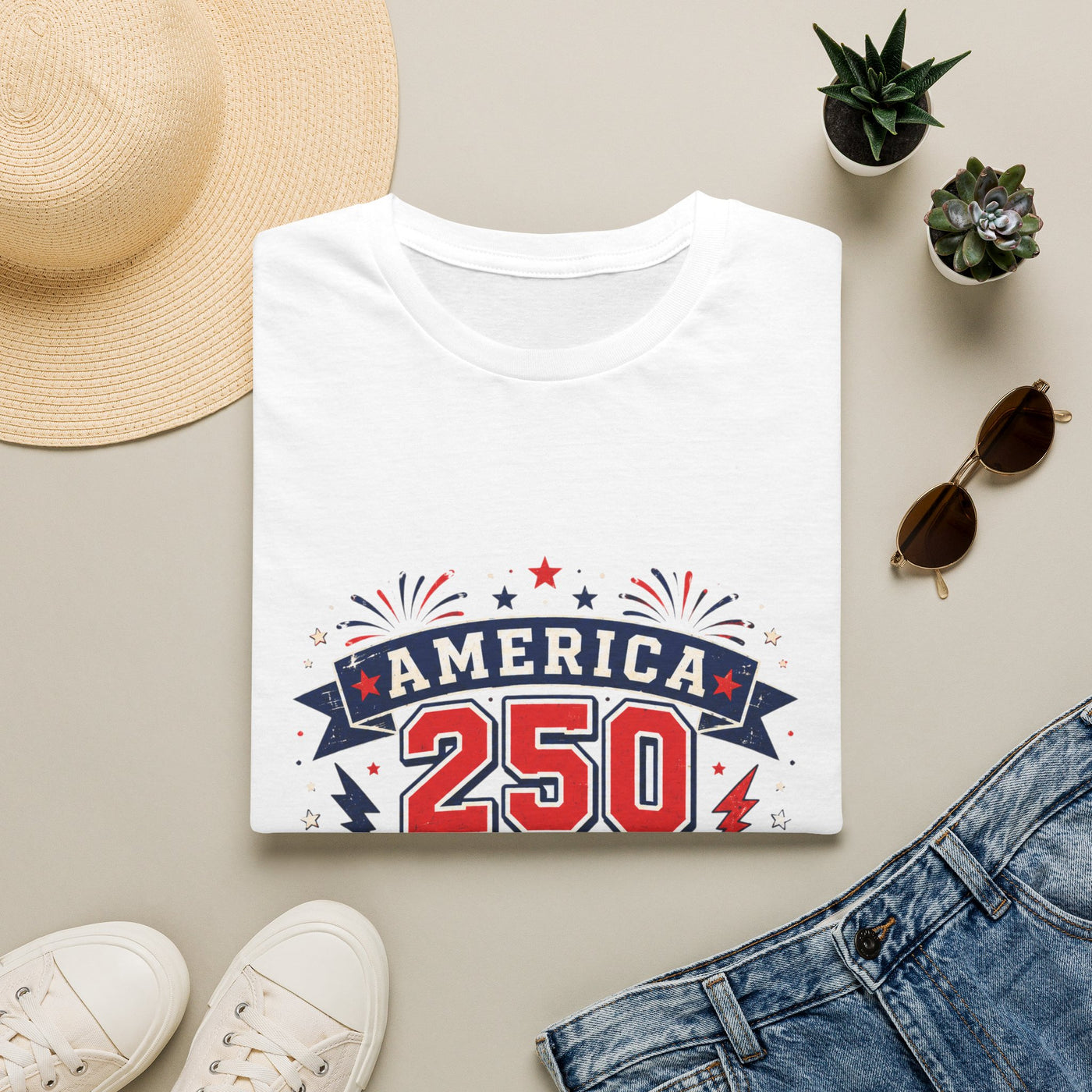 America 250 T-Shirt – 1776–2026 White & Boom Anniversary Tee
