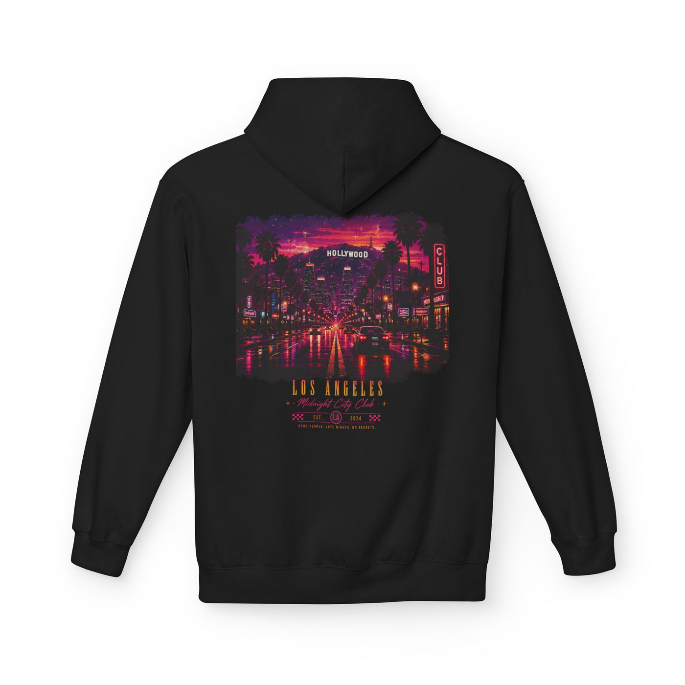 Hollywood Nights Hoodie — Retro Palm Sunset Graphic Hoodie