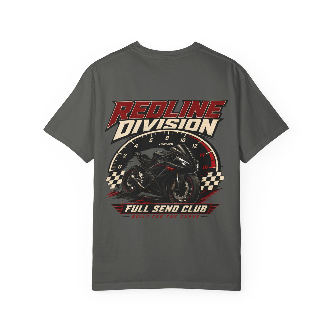 Redline Division Motorcycle T-Shirt — "Full Send Club" Racing Tee